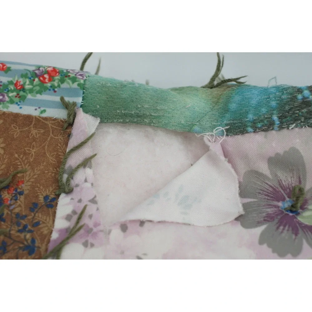Handmade Patchwork Tie Quilt Multicolor Floral Striped Scrappy Blanket Fair